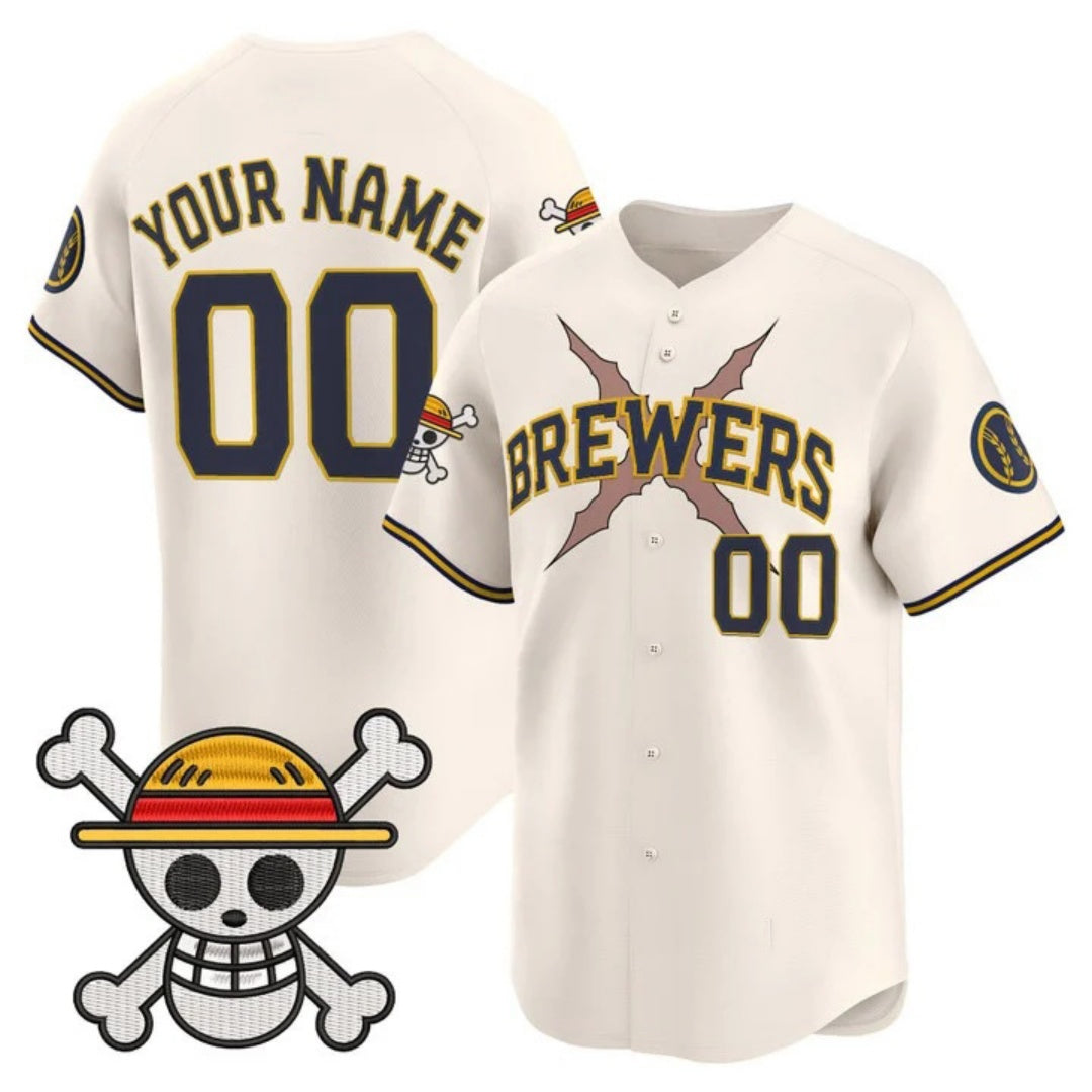Custom Milwaukee Brewers x One Piece Cream Vapor Premier Limited Jersey - Stitched Baseball Jersey - Main View