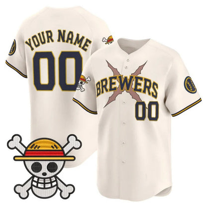 Custom Milwaukee Brewers x One Piece Cream Vapor Premier Limited Jersey - Stitched Baseball Jersey - Main View