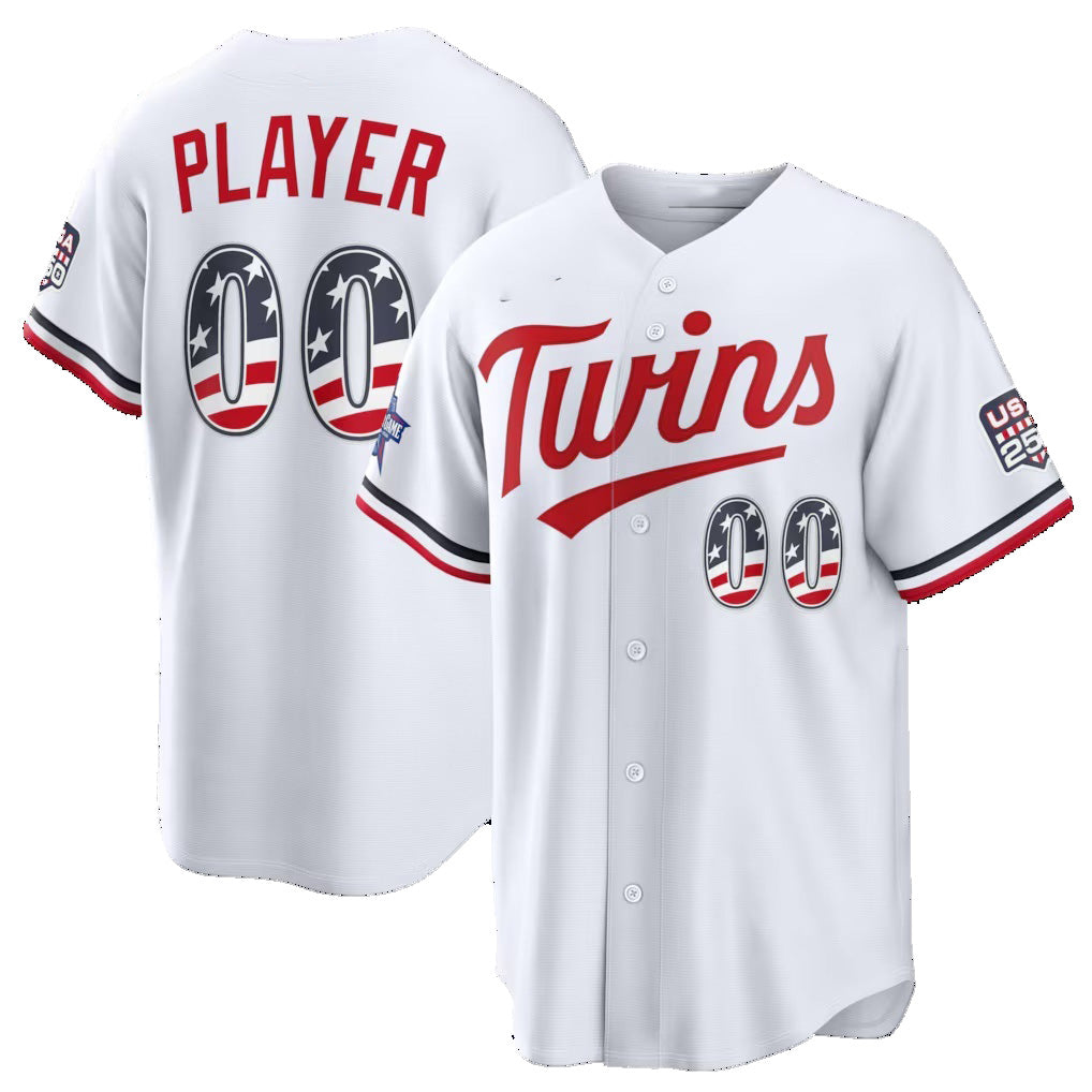Custom Minnesota Twins 2026 All-Star Edition Stars & Stripes White Stadium Pick-A-Player Baseball Jersey - Main View