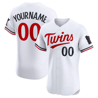 Custom Minnesota Twins Home Elite Jersey - White Stitched Baseball Jersey