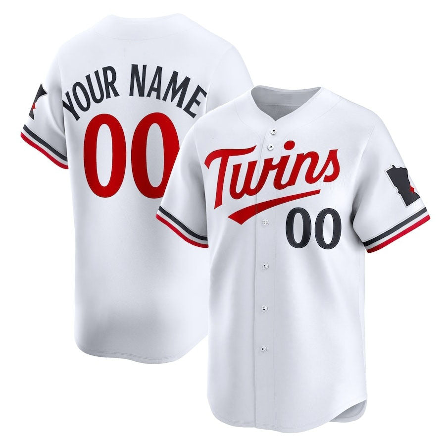 Custom Minnesota Twins Home Limited Jersey - White Stitched Baseball Jersey - Main View