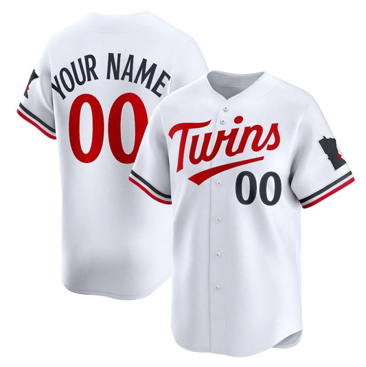 Custom Minnesota Twins Home Limited Jersey - White Stitched Baseball Jersey - Main View
