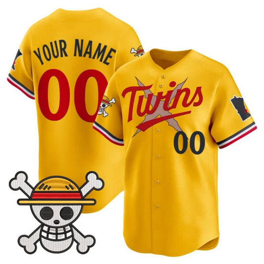 Custom Minnesota Twins x One Piece Gold Vapor Premier Limited Jersey - Stitched Baseball Jersey - Main View