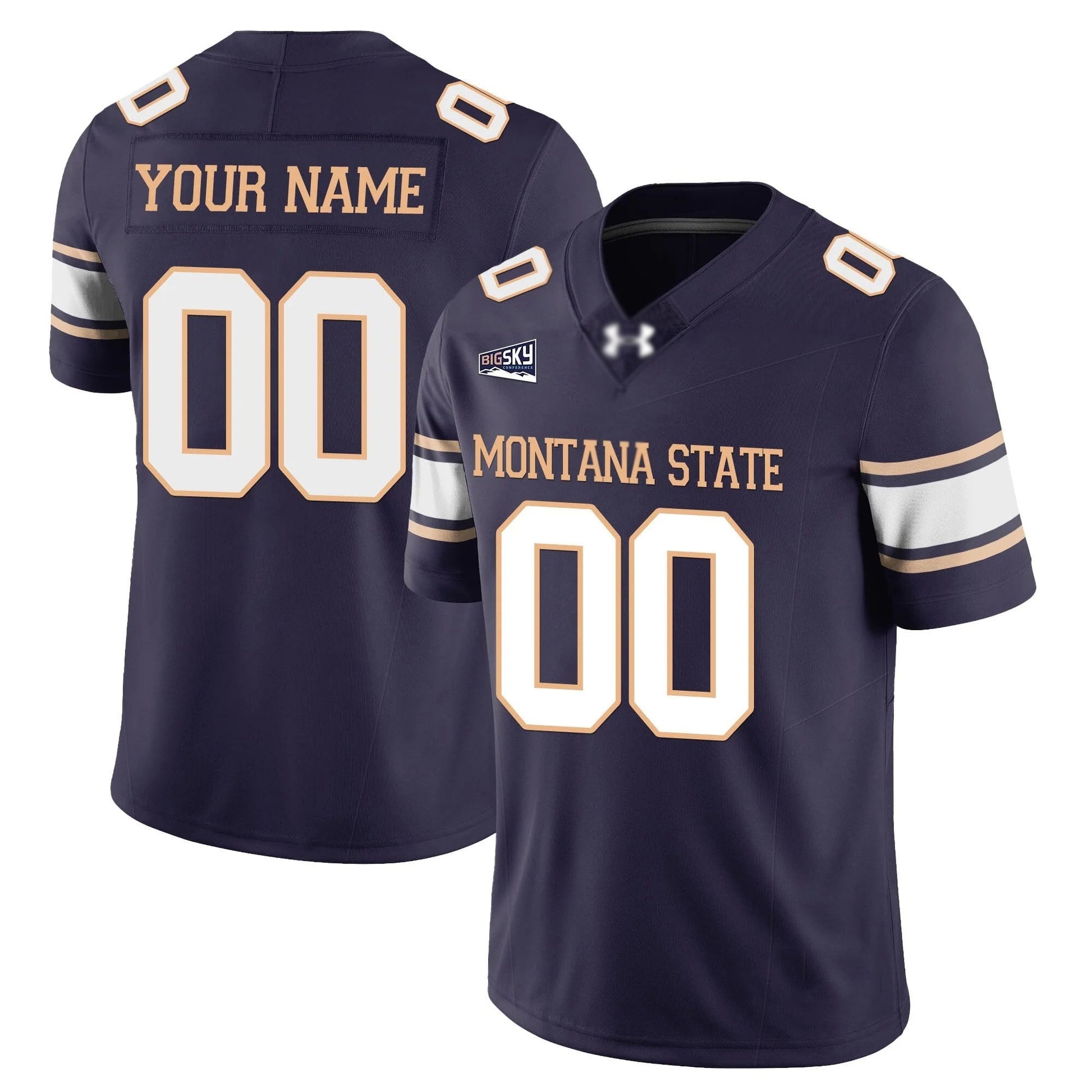 Custom M.State Bobcats 2025 Navy Football Stitched American College Jerseys - Main View