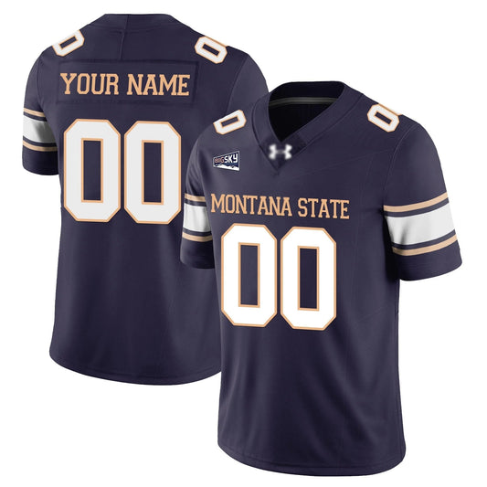 Custom M.State Bobcats 2025 Navy Football Stitched American College Jerseys - Main View