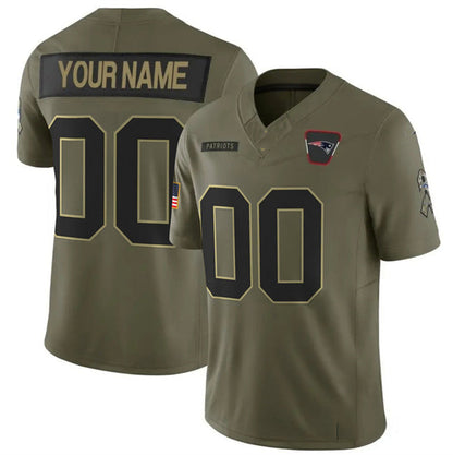 Custom NE.Patriots Active Player Olive 2025 F.U.S.E. Salute to Service Limited Stitched Football Jersey - Main View