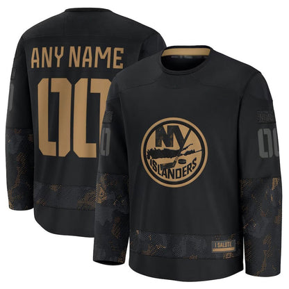 Custom NY.Islanders Fanatics 2024 Military Appreciation Practice Jersey - Black Stitched American Hockey Jerseys - Main View