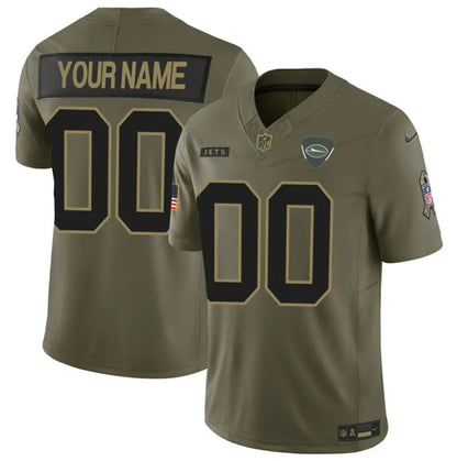 Custom NY.Jets Active Player Olive 2025 F.U.S.E. Salute to Service Limited Stitched Football Jersey - Main View