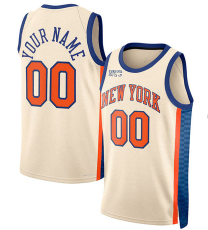 Custom NY.Knicks Active Player Cream 2025-26 City Edition Swingman Stitched Basketball Jersey - Main View