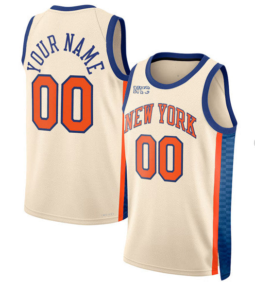 Custom NY.Knicks Active Player Cream 2025-26 City Edition Swingman Stitched Basketball Jersey - Main View