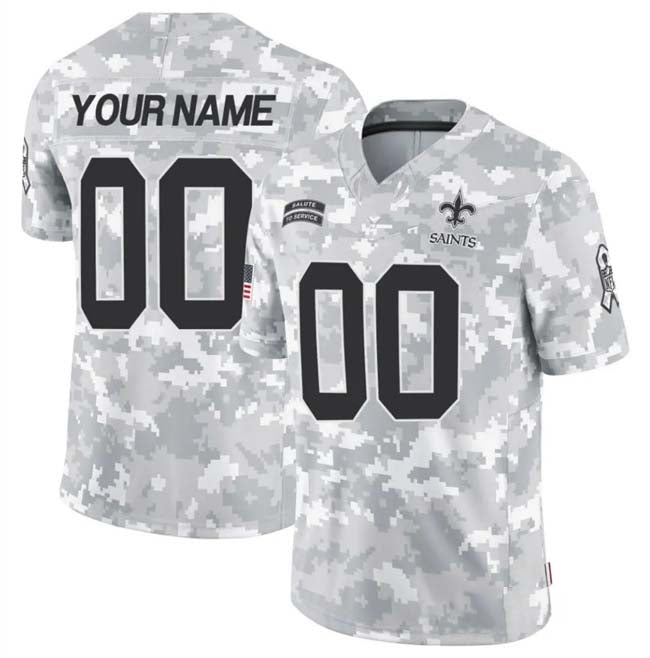 Custom NO.Saints Active Player 2024 F.U.S.E Arctic Camo Salute To Service Limited Stitched Football Jersey - Main View