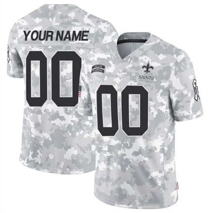 Custom NO.Saints Active Player 2024 F.U.S.E Arctic Camo Salute To Service Limited Stitched Football Jersey - Main View