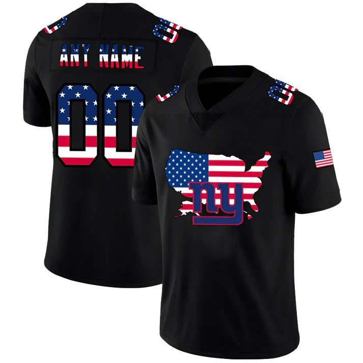 Custom NY.Giants Black Limited Fashion Flag Stitched American Football Jerseys - Main View
