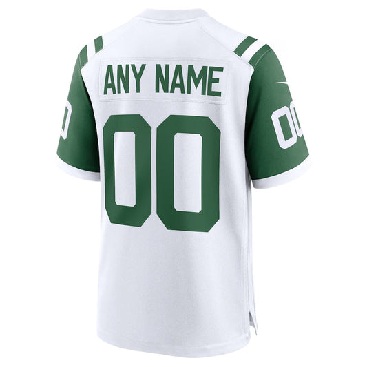 Custom NY.Jets Classic Alternate Replica Jersey - White Football Jersey - Main View