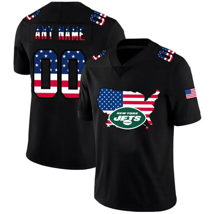 Custom NY.Jets Black Limited Fashion Flag American Stitched Jersey Football Jerseys - Main View