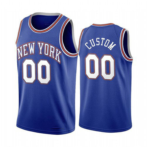 Custom NY.Knicks Navy 2019-20 Statement Edition Stitched Basketball Jersey - Main View