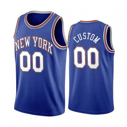 Custom NY.Knicks Navy 2019-20 Statement Edition Stitched Basketball Jersey - Main View