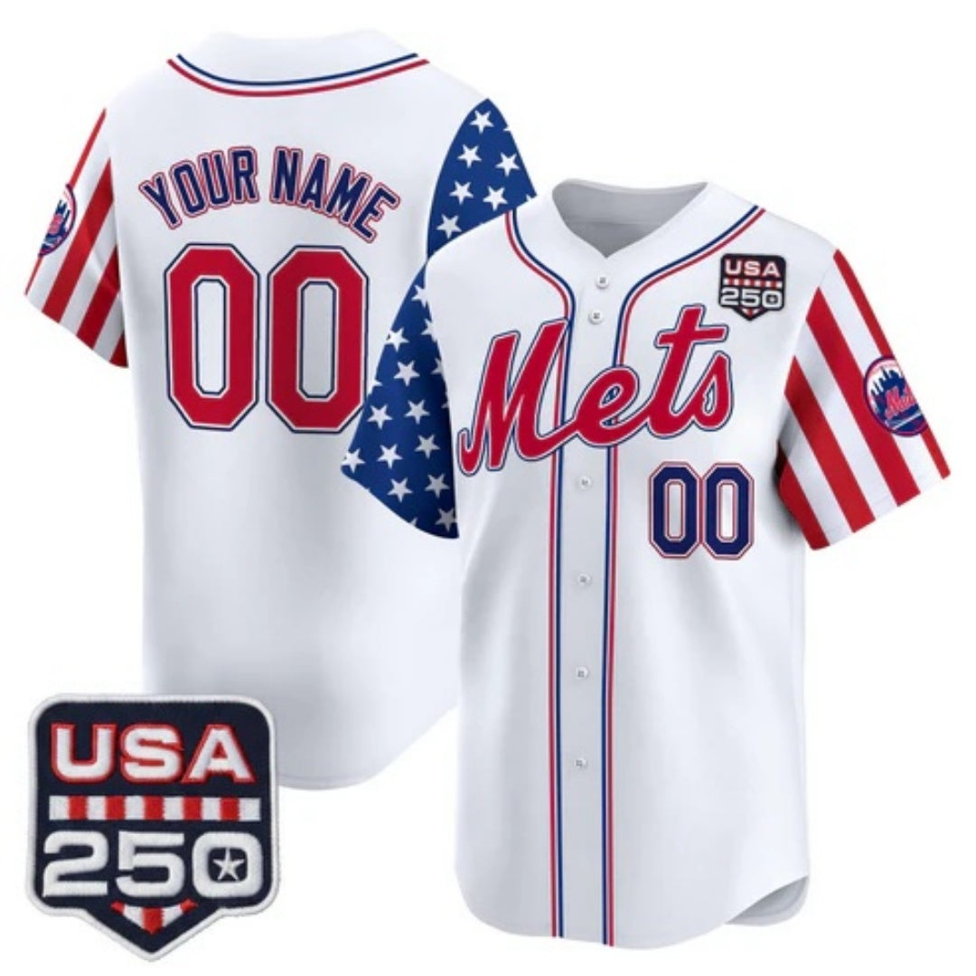 Custom New York Mets America 250 Edition Vapor Premier Limited White Stitched Baseball Jersey - Main View