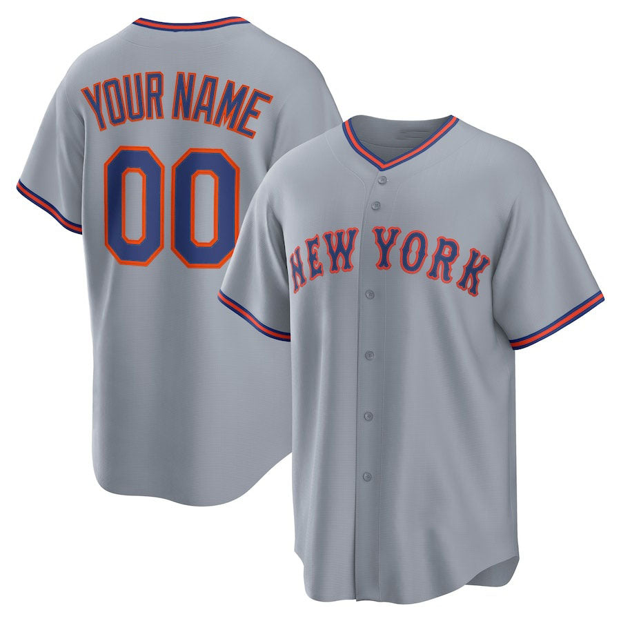 Custom New York Mets Away Jersey4u 2.0 Jersey – Gray Stitched Baseball Jersey - Main View