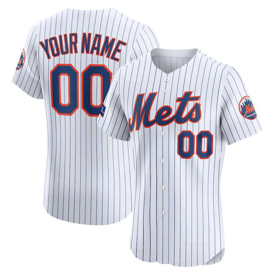 Custom New York Mets Home Elite Sponsor Patch Jersey – White Stitched Baseball Jersey - Main View