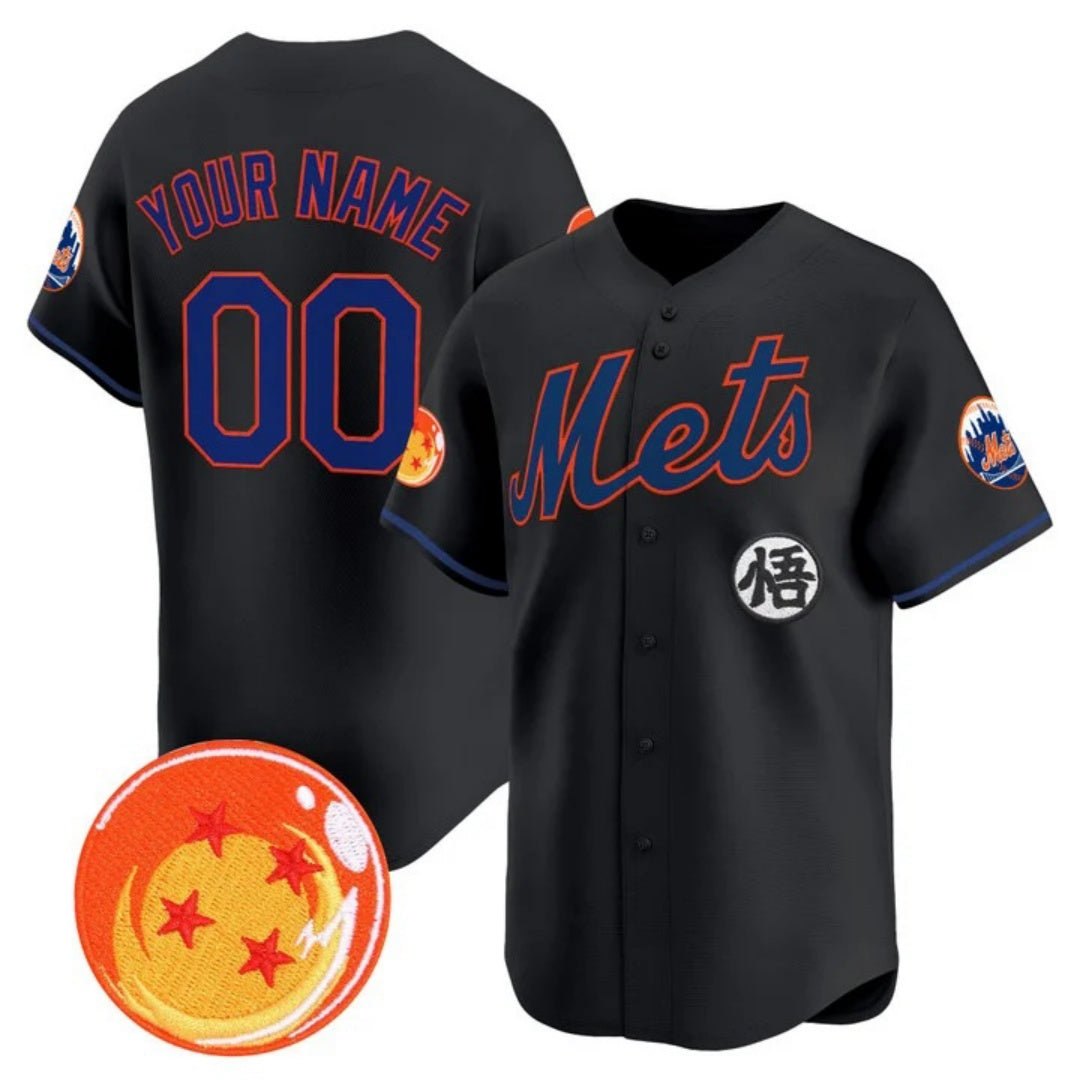 Custom New York Mets x Dragon Ball Black Vapor Premier Limited Jersey - All Stitched Baseball Jersey - Main View