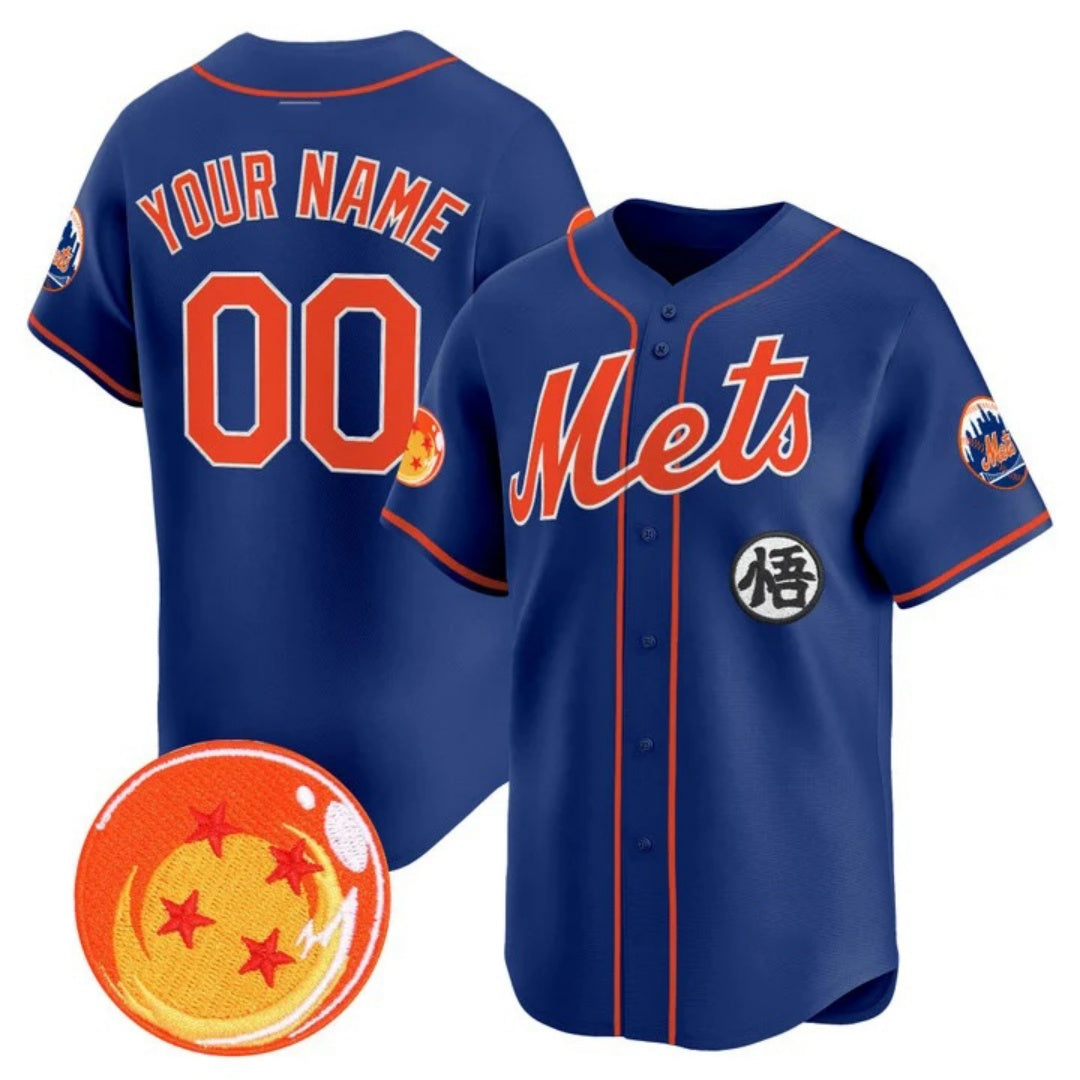 Custom New York Mets x Dragon Ball Royal Vapor Premier Limited Jersey - All Stitched Baseball Jersey - Main View