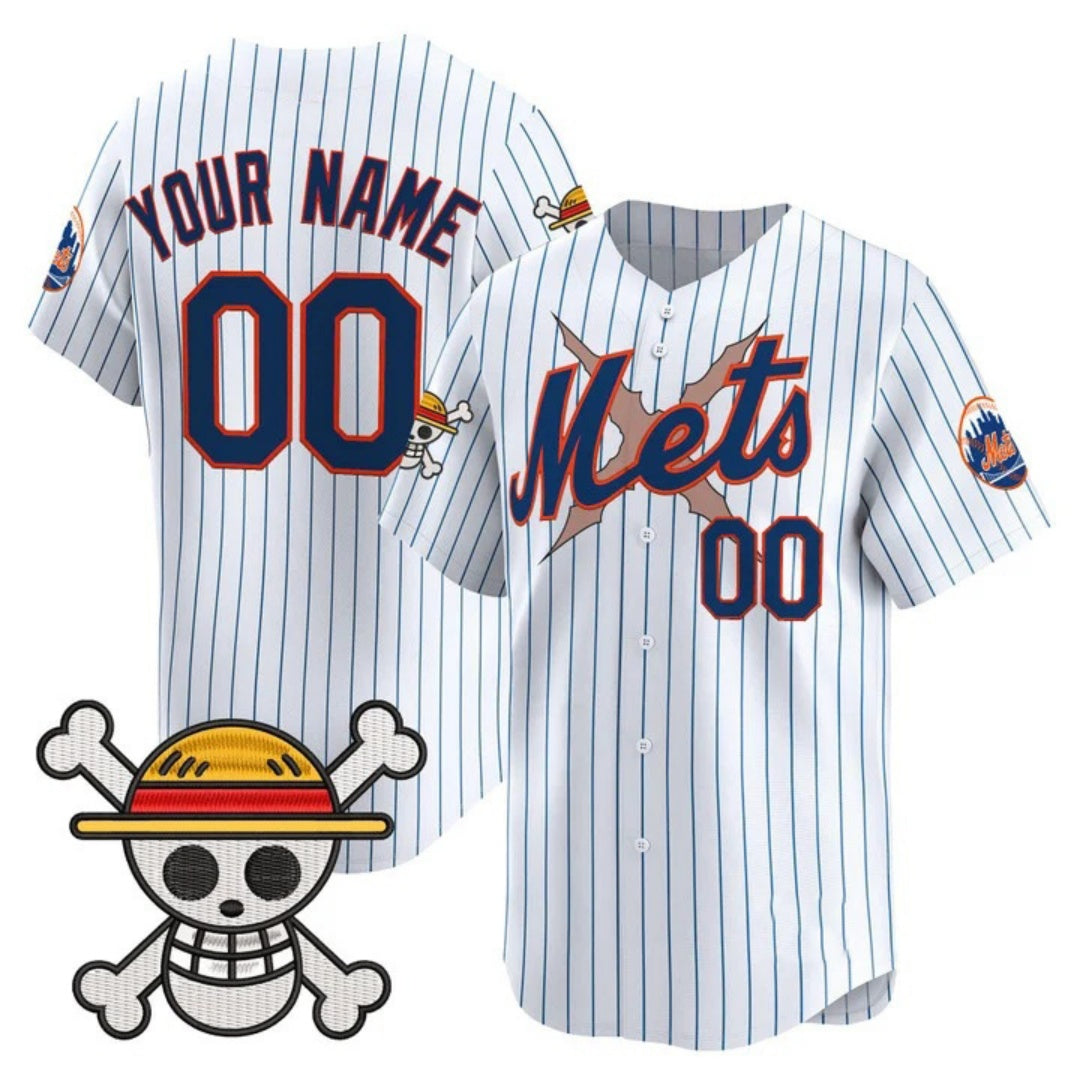 Custom New York Mets x One Piece White Vapor Premier Limited Jersey - Stitched Baseball Jersey - Main View