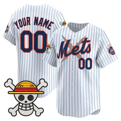 Custom New York Mets x One Piece White Vapor Premier Limited Jersey - Stitched Baseball Jersey - Main View