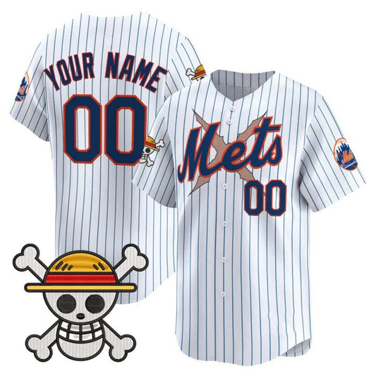 Custom New York Mets x One Piece White Vapor Premier Limited Jersey - Stitched Baseball Jersey - Main View