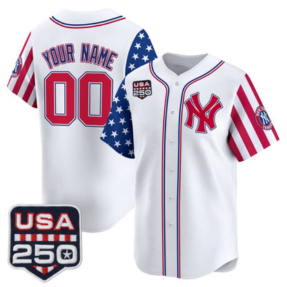 Custom New York Yankees America 250 Edition Vapor Premier Limited White Stitched Baseball Jersey - Main View