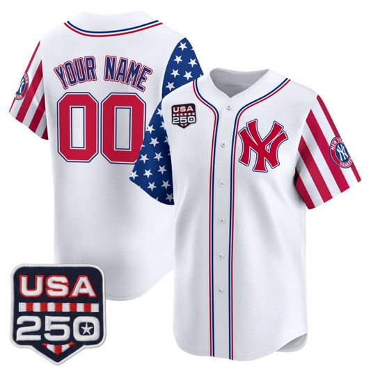 Custom New York Yankees America 250 Edition Vapor Premier Limited White Stitched Baseball Jersey - Main View