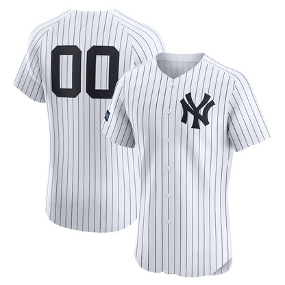 Custom New York Yankees Home Elite Sponsor Patch Jersey – White Stitched Baseball Jersey - Main View