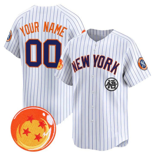 Custom New York Yankees x Dragon Ball White Vapor Premier Limited Jersey - All Stitched Baseball Jersey - Main View
