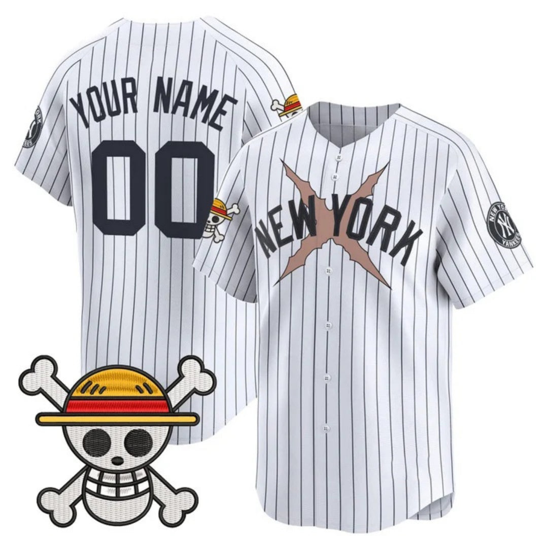 Custom New York Yankees x One Piece White Vapor Premier Limited Jersey - Stitched Baseball Jersey - Main View