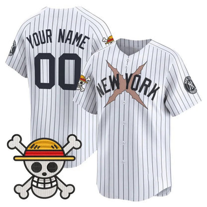 Custom New York Yankees x One Piece White Vapor Premier Limited Jersey - Stitched Baseball Jersey - Main View