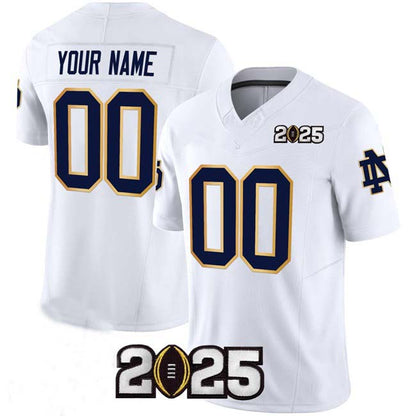 Custom N.Dame Fighting Irish ACTIVE PLAYER White F.U.S.E. 2025 CFP Final Patch Limited Stitched Football College Jerseys - Main View