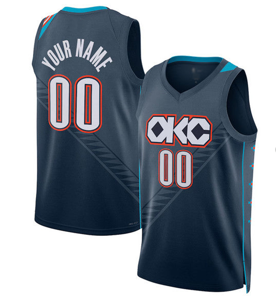 Custom OC.Thunder Active Player Navy 2025-26 City Edition Swingman Stitched Basketball Jersey - Main View