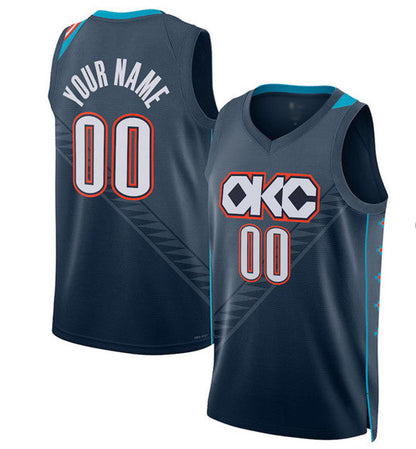 Custom OC.Thunder Active Player Navy 2025-26 City Edition Swingman Stitched Basketball Jersey - Main View