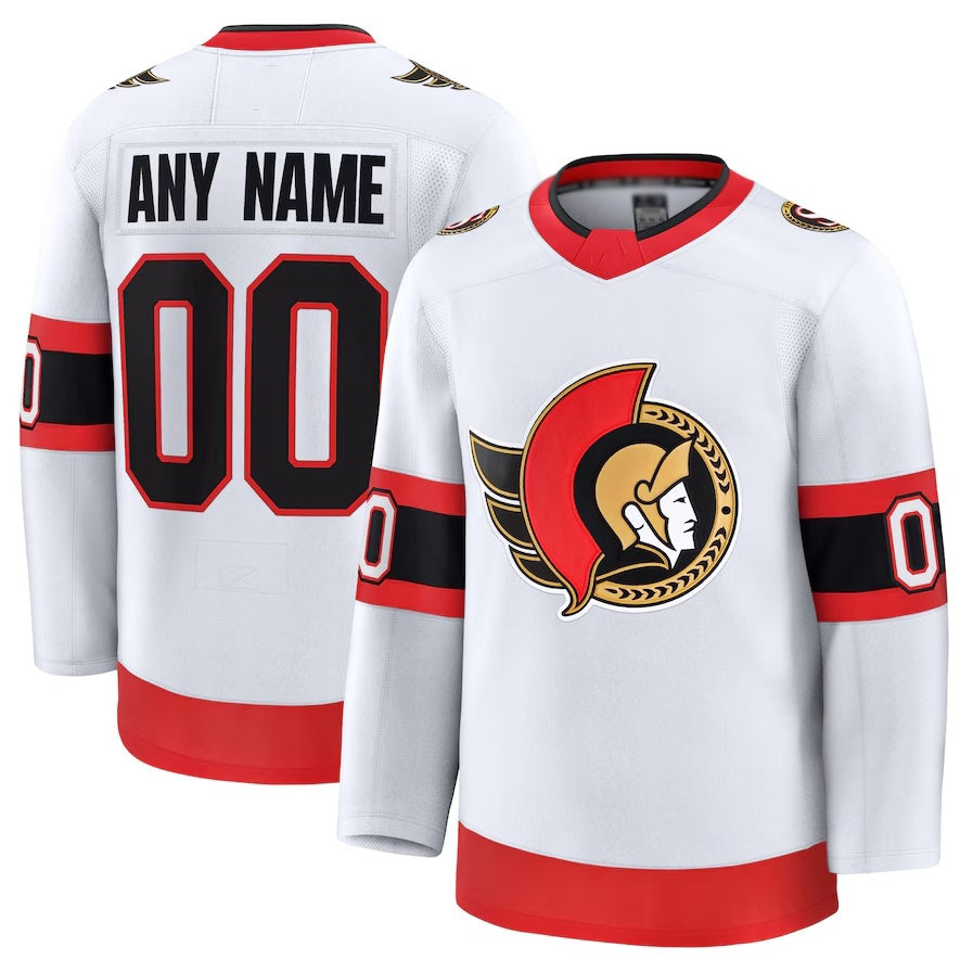 Custom O.Senators Fanatics Away Premium Jersey - White Stitched American Hockey Jerseys - Main View