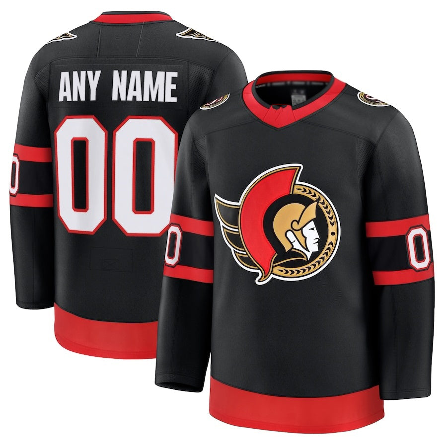 Custom O.Senators Fanatics Home Premium Jersey - Black Stitched American Hockey Jerseys - Main View