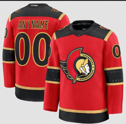 Custom O.Senators Red Alternate Stitched American Hockey Jerseys - Main View