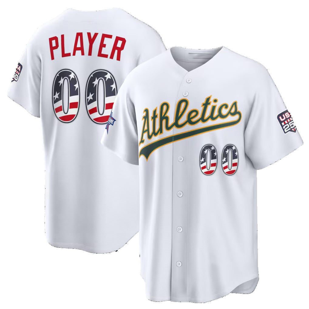 Custom Oakland Athletics 2026 All-Star Edition Stars & Stripes White Stadium Pick-A-Player Baseball Jersey - Main View