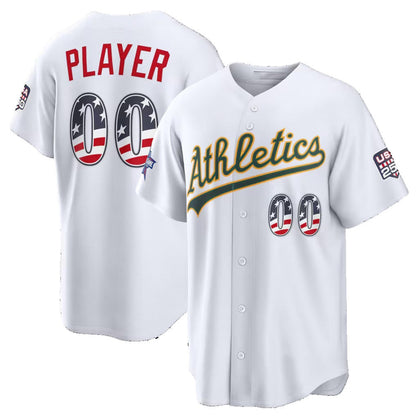Custom Oakland Athletics 2026 All-Star Edition Stars & Stripes White Stadium Pick-A-Player Baseball Jersey - Main View