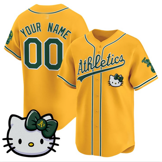 Custom Oakland Athletics Active Player Gold Hello Kitty Vapor Premier Limited Stitched Baseball Jersey - Main View