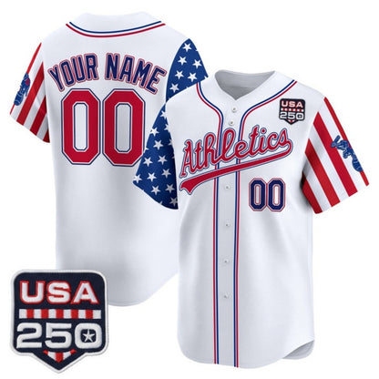 Custom Oakland Athletics America 250 Edition Vapor Premier Limited White Stitched Baseball Jersey - Main View