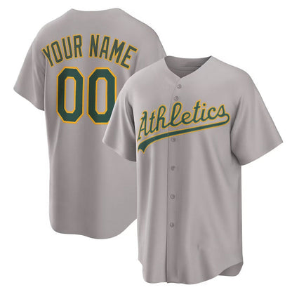 Custom Oakland Athletics Away Replica 2.0 Jersey - Gray Stitched Baseball Jersey - Main View