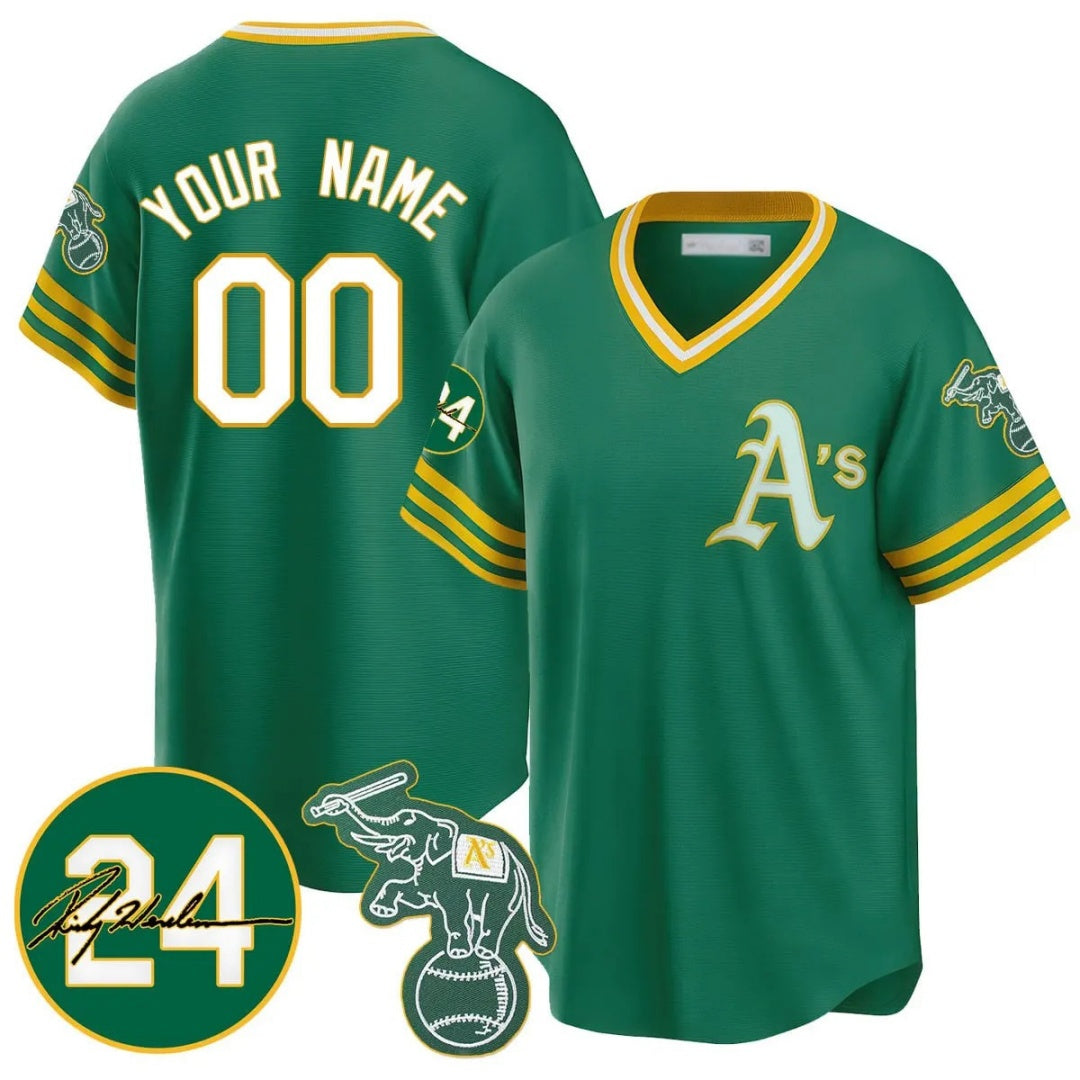 Custom Oakland Athletics Kelly Green Road Cooperstown Jersey - Personalized Baseball Jersey - Main View