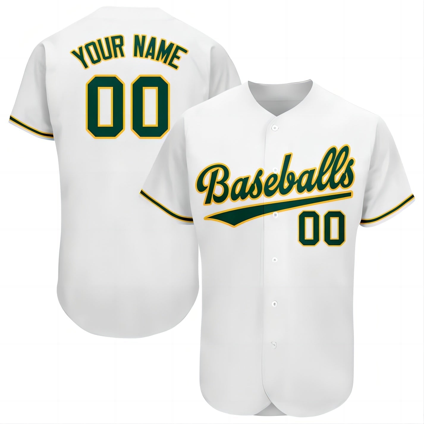 Baseball Jerseys Custom Oakland Athletics Stitched Personalized Button Down Baseball T Shirt - Main View
