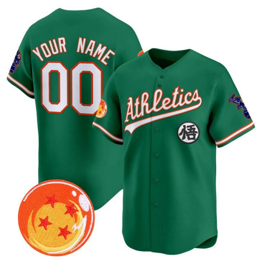 Custom Oakland Athletics x Dragon Ball Green Vapor Premier Limited Jersey - All Stitched Baseball Jersey - Main View