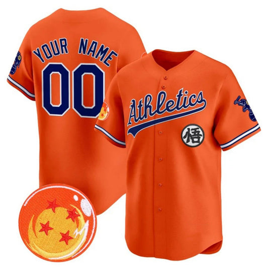 Custom Oakland Athletics x Dragon Ball Orange Vapor Premier Limited Jersey - All Stitched Baseball Jersey - Main View